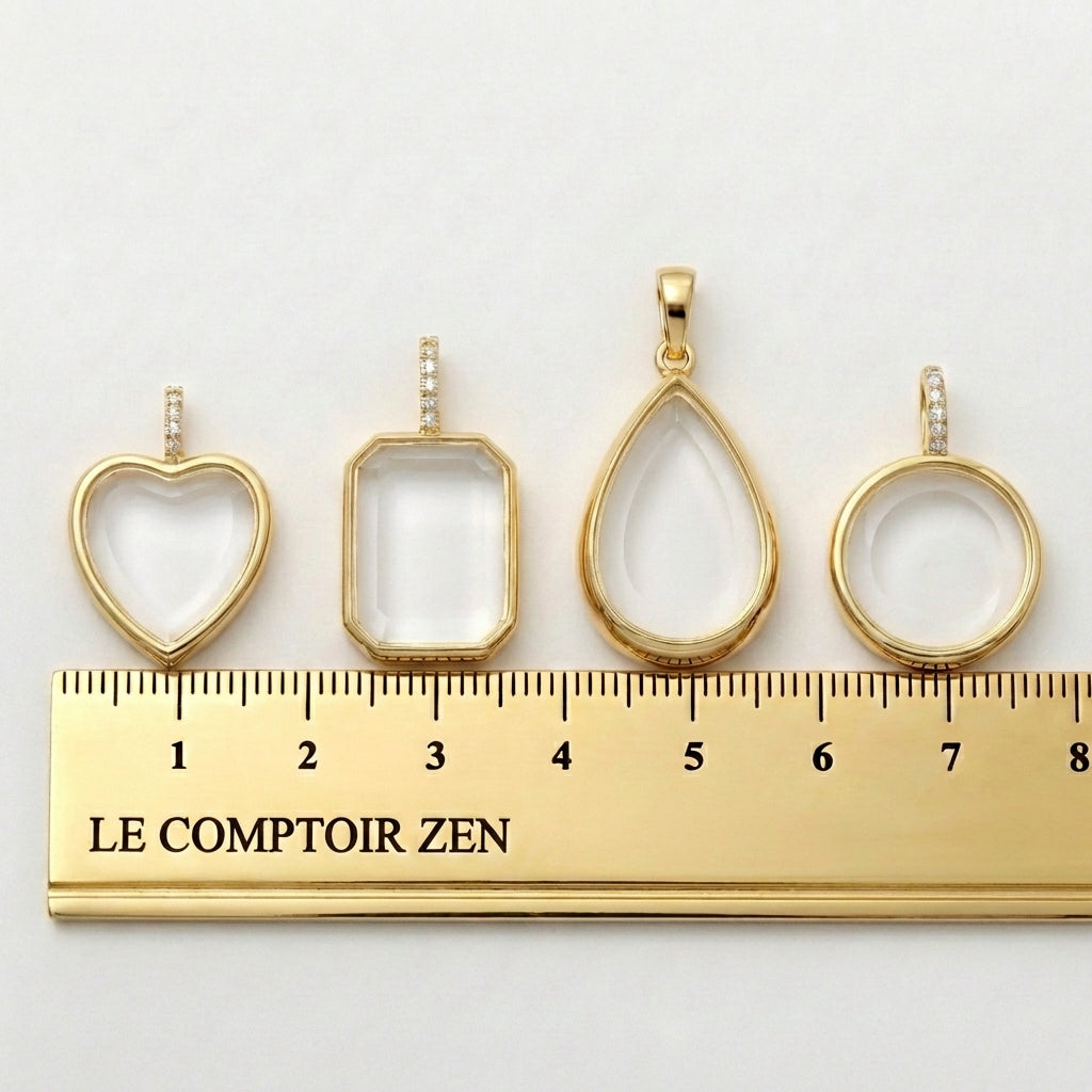 Collier Médaillon à Personnaliser avec ses Breloques - En Verre Plaqué Or