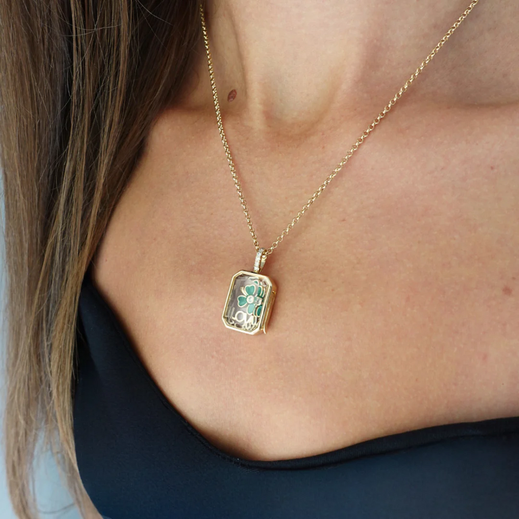 Collier Médaillon à Personnaliser avec ses Breloques - En Verre Plaqué Or