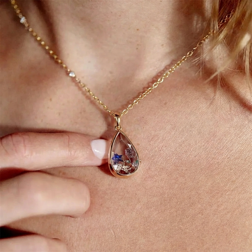 Collier Médaillon à Personnaliser avec ses Breloques - En Verre Plaqué Or